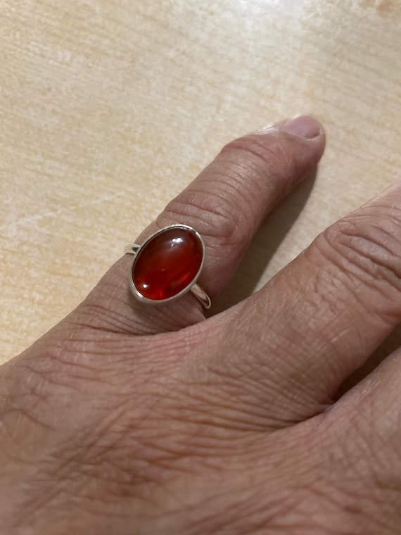 Carnelian Ring/Red Carnelian Ring/Sterling Silver Ring/Genuine Red Carnelian Ring/Carnelian Crystal Ring/Simple Ring