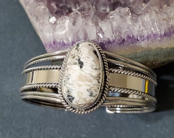 White Buffalo Cuff Bracelet/Sterling Silver/Cuff Bracelet/Silver Cuff Bracelet/White Turquoise Cuff/White Buffalo Cuff /Gift For Her/B15