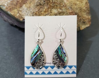 Abalone Shell Drop Earrings / Sterling Silver / Dangle Earrings / Abalone Shell Jewelry/Abalone Shell Earring/Gift For Mom