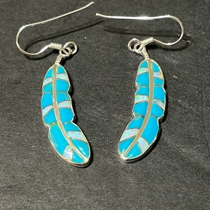 Turquoise and Opal feather earrings/ Turquoise Feather Jewelry/ Turquoise earrings/ Turquoise Feathers Earrings/ Feather Earrings