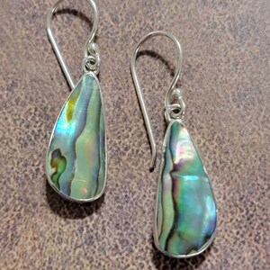 Abalone Shell Earrings / Shell Earrings / Sterling Silver / Abalone Earrings / Dangle Earrings / Abalone Shell Jewelry / Shell Jewelry / A44