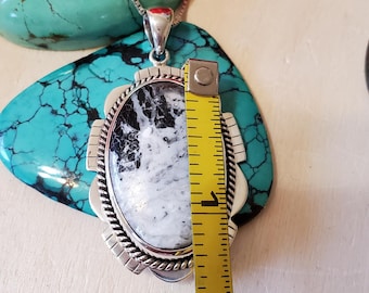 Collar con colgante de búfalo blanco/Plata de ley/Collar de turquesa blanca/Colgante de búfalo blanco natural/Colgante de búfalo blanco/Regalo/LL340
