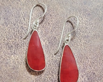 Red Coral Earrings / Coral Earrings / Sterling Silver / Dangle Earrings / Red Earrings / Coral Dangle Earrings / Red Coral / Coral / A42