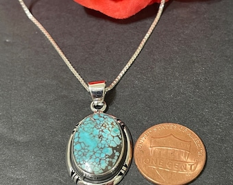 Spider Web Kingman Turquoise Pendant Necklace/Pendant turquoise /Statement Pendant/Sterling Silver /Kingman Turquoise /Matrix Turquoise