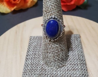 Lapis Lazuli Ring/Blue Stone Ring/Blue Lapis Ring/Natural Lapis Lazuli Ring/Custom Size Ring/ Silver Ring