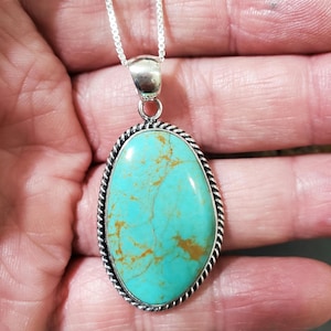 Blue Turquoise Pendant Necklace/Pendant turquoise/Dainty Pendant/Sterling Silver Turquoise Necklace/Turquoise Jewelry/Matrix Turquoise/L120A
