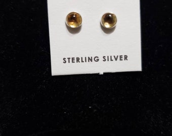 4mm Citrine Earrings / Sterling Silver / Dainty Stud Earrings / Made in USA /Healing Gemstone/ Small Gemstone Studs