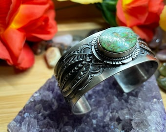 Sonoran Gold Turquoise Cuff/ Sterling Silver Cuff/Turquoise Cuff/ Blue Turquoise Bracelet / Gift For Her/ Turquoise Jewelry/Cuff Turquoise