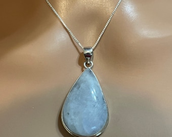 Colgante de piedra lunar arcoíris en forma de lágrima, Piedra lunar bohemia, Piedra lunar natural, Plata de ley 925, Piedra lunar, Piedra lunar arcoíris de cristal