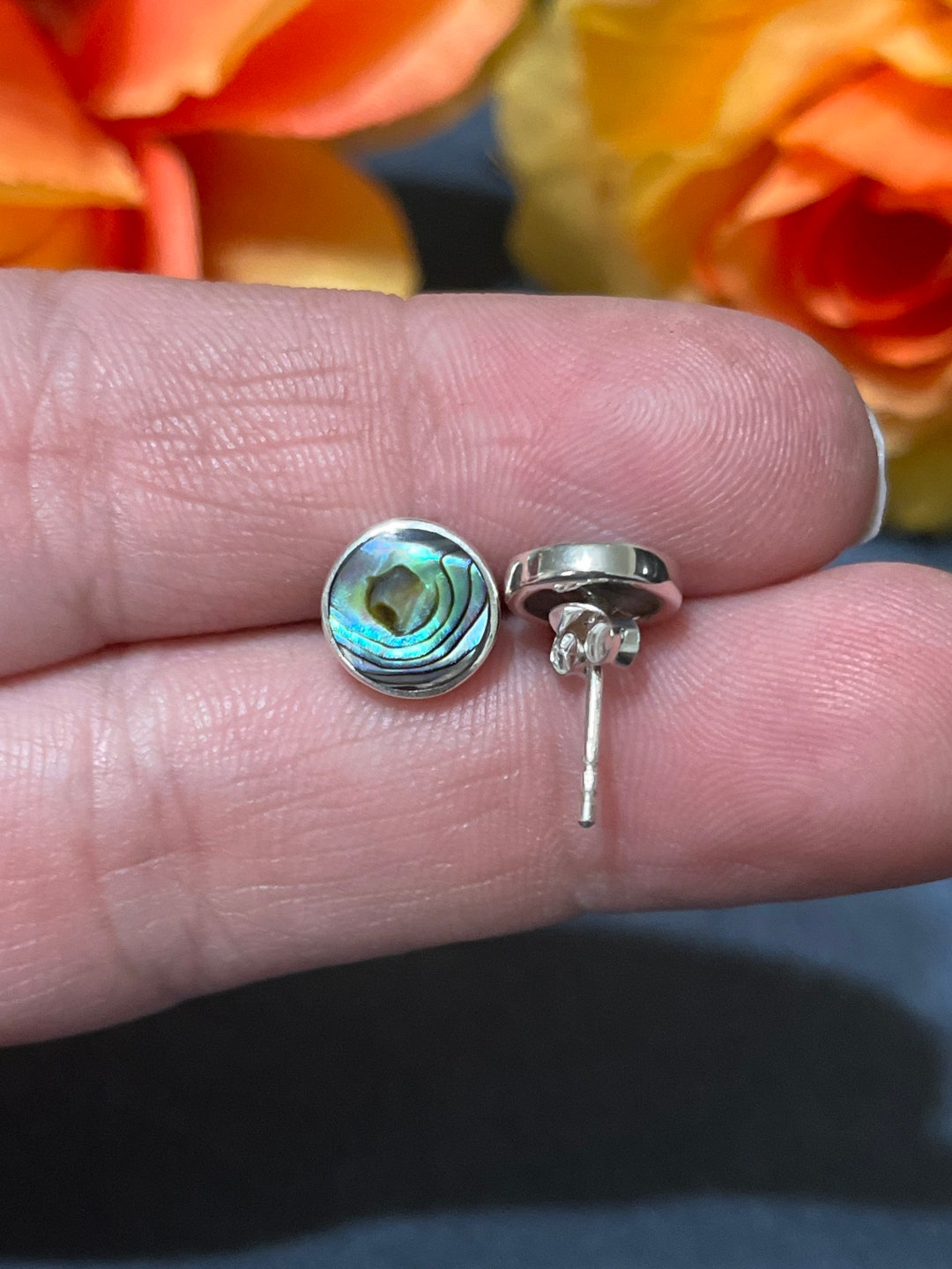 Circular Abalone Stud Earring abalone Shell Earrings Stud Earrings Post Earring shell Abalone