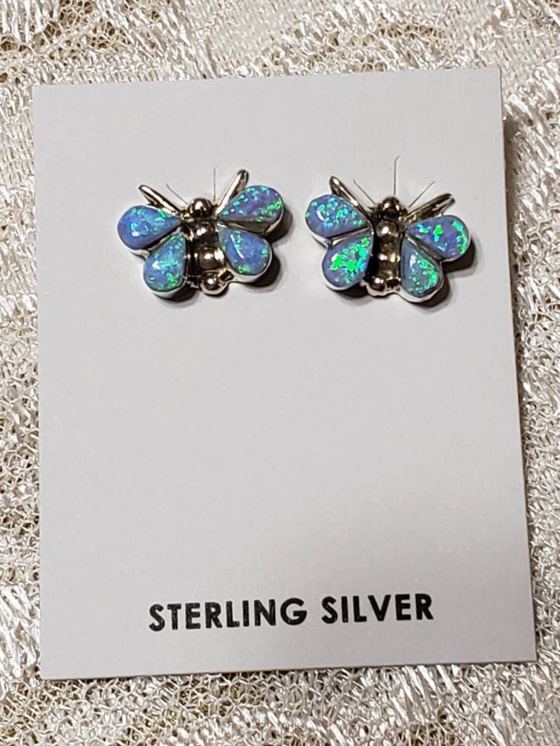 Blue Opal Butterfly/ Inlay Butterfly / Butterfly Studs / Fire Etsy