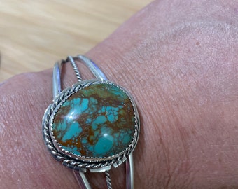 Silver Turquoise Cuff/ Matrix Turquoise Cuff/Blue Turquoise Cuff/ Turquoise Bracelet/Turquoise Cuff Bracelet / Silver Cuff