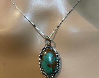 Natural Turquoise Pendant Necklace/Pendant turquoise /Dainty Pendant/Sterling Silver Turquoise Necklace/Turquoise Pendant