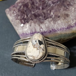 White Buffalo Cuff Bracelet/Sterling Silver/Cuff Bracelet/Silver Cuff Bracelet/White Turquoise Cuff/White Buffalo Cuff /Gift For Her/B18