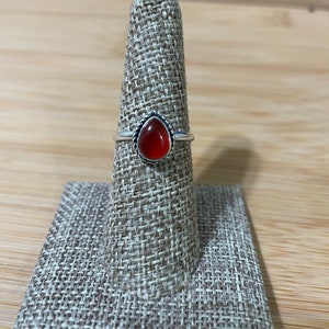 Genuine Carnelian Ring/Red Carnelian Ring/Sterling Silver Ring/Carnelian Ring/Carnelian Crystal Ring/Simple Ring/Made In USA