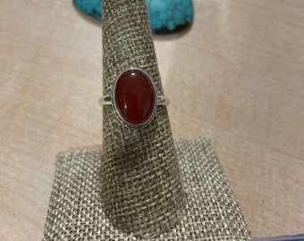 Carnelian Crystal Ring/Red Carnelian Ring/Sterling Silver Ring/Genuine Red Carnelian Ring/Carnelian Ring/Healing Ring
