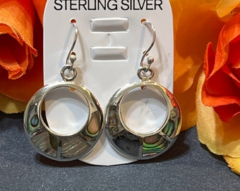 Abalone Hoops Earring/Abalone Shell Earrings/Inlay Hoop Earrings / Hoop Earring/Shell Abalone Hoop/ Silver Hoops