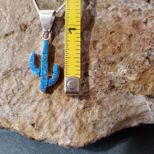 Opal  inlay cactus pendant necklace /Multicolored jewelry/Cactus necklace /Cactus pendant/Cactus jewelry/Silver Cactus