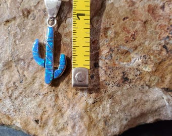 Opal  inlay cactus pendant necklace /Multicolored jewelry/Cactus necklace /Cactus pendant/Cactus jewelry/Silver Cactus