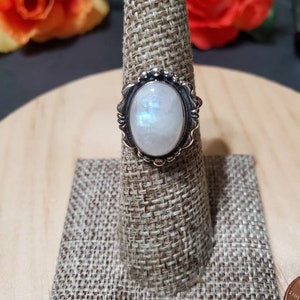 Rainbow Moonstone Ring/Sterling Silver Ring/Moonstone Ring/Natural Moonstone Ring/Boho Sterling Silver Ring