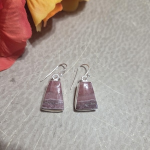 Pink Rhodochrosite Earrings / Boho Earrings / Sterling Silver / Inca Rose Earrings / Statment Earrings / Healing Earrings / A456-AR