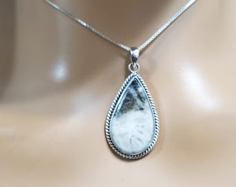 White Buffalo Pendant Necklace/Sterling Silver/White Turquoise Pendant/Handmade Pendant/Gift/White Buffalo Pendant/White Buffalo/LL165