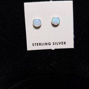 Small Blue Opal Studs /4 MM Tiny Opal Stud Earring / Sterling Silver /Dainty Stud Earrings / Made in USA /Tiny Fire Opal Studs