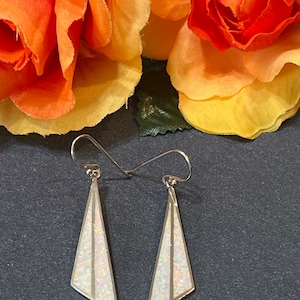 Dangling White Opal Earrings / White Opal Earrings/ Opal Earrings/ Sterling Silver/ Sterling Silver Earrings