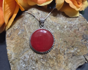 Red Coral Pendant Necklace / Coral Statement Pendant / Statement Necklace / Sterling Silver / Red Coral Pendant / A360-AR