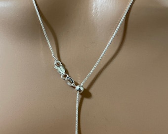 Sterling Silver Chain Necklace/ Adjustable Necklace/Y Silver Chain Necklace/Sterling Silver Necklace/Silver Beads Necklace