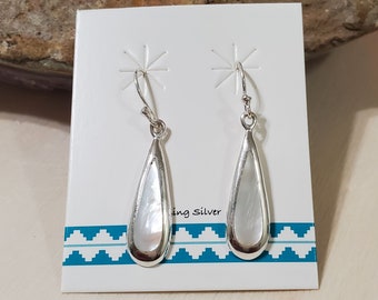 Dainty Mother Of Pearl Tear Drop Earrings/Sterling Silver/Mother Of Pearl Jewelry/Drop Earring/Shell Earring/For Her/ Drop Dangling Earring