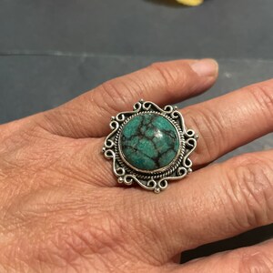Statement Turquoise Ring/Sterling Silver ring/Size 10 1/2 Turquoise Ring/Handmade Turquoise Ring/Natural Turquoise Ring /Gift/R1