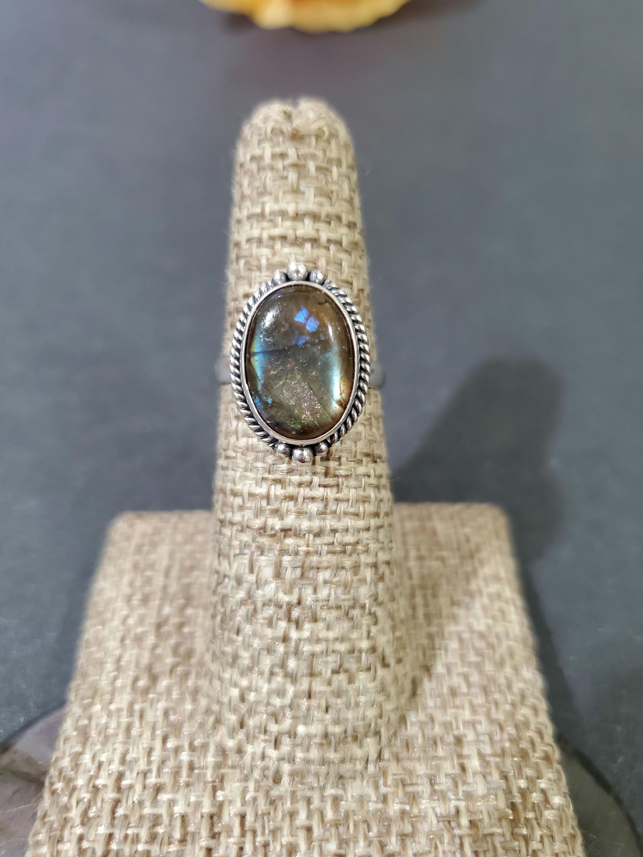 Labradorite Ring/ Sterling Silver Ring/ Labradorite in Sterling Silver Ring/ Oval Labradorite Ring/ Genuine Labradorite Ring/Boho Ring