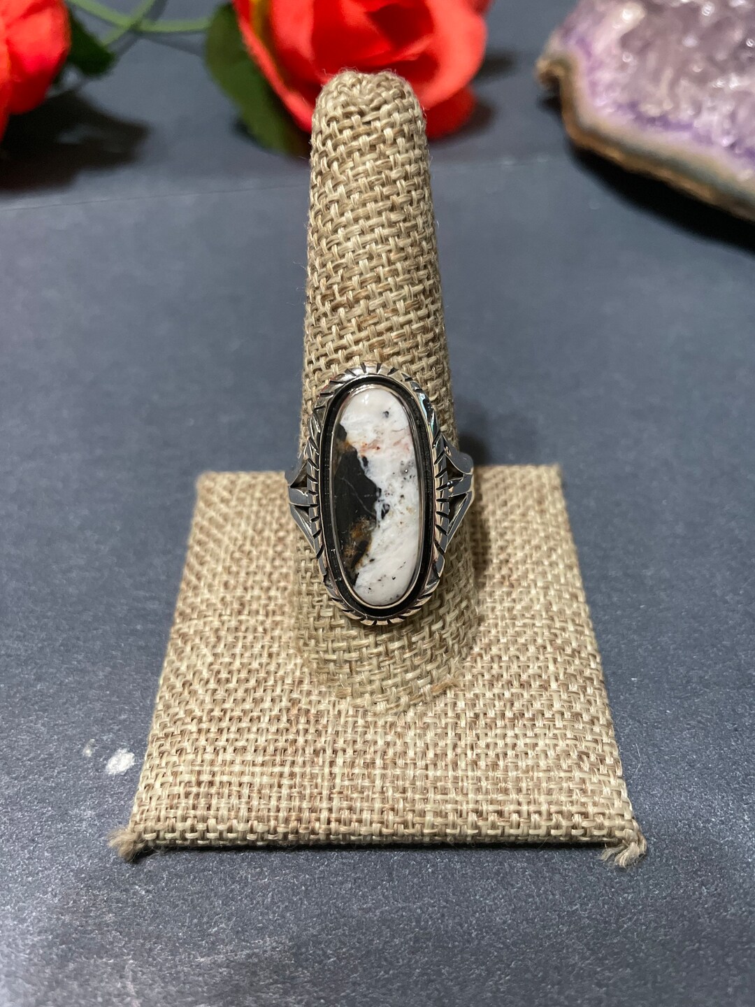 White Buffalo Ring/size 10 Ring/sterling Silver Ring/turquoise Ring ...