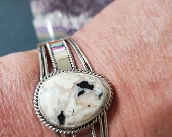 White Buffalo Cuff Bracelet/Sterling Silver/Cuff Bracelet/Silver Cuff Bracelet/White Turquoise Cuff/White Buffalo Cuff /Gift For Her/B19