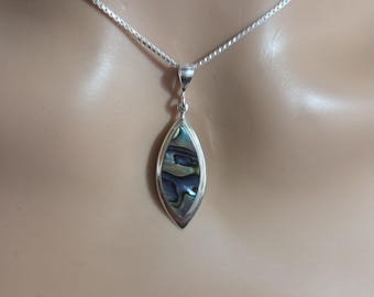 Abalone Shell Pendant with Chain Options / Sterling Silver / Abalone Shell Pendant / Natural Shell Pendant / A411-AR