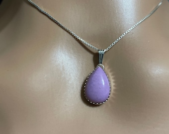 Colgante de fosfosederita/Colgante en forma de lágrima/Colgante de plata de ley/Colgante lavanda/Colgante morado/Colgante morado en forma de lágrima/Colgante de plata