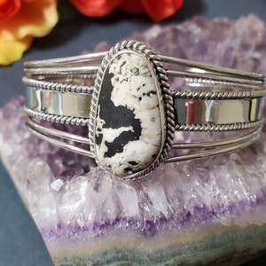 White Buffalo Cuff Bracelet/Sterling Silver/Cuff Bracelet/Silver Cuff Bracelet/White Turquoise Cuff/White Buffalo Cuff /Gift For Her/B14