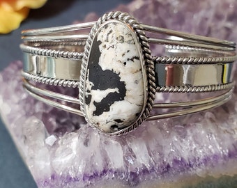 White Buffalo Cuff Bracelet/Sterling Silver/Cuff Bracelet/Silver Cuff Bracelet/White Turquoise Cuff/White Buffalo Cuff /Gift For Her/B14