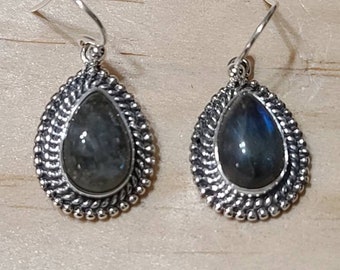 Labradorite earrings/Teardrop labradorite Earrings/ labradorite/ Sterling silver earrings/ Sterling silver