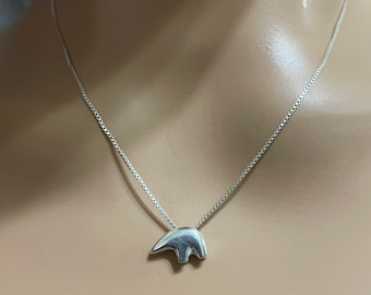 Dainty Silver Bear Pendant/Slide Bear Necklace/Box Chain Necklace/Sterling Silver Bear/Small Bear Pendant