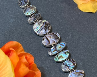Stunning Abalone Shell Link Bracelet/ Sterling Silver / Link Bracelet / Sterling Silver Bracelet
