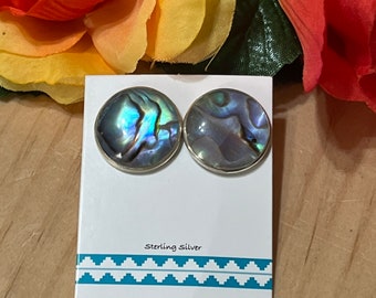 Abalone Shell Earrings / Sterling Silver / Stud Earrings / Abalone Shell Jewelry
