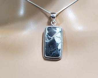 White Buffalo Pendant Necklace/Sterling Silver/White Turquoise Pendant/Handmade Pendant/Gift/White Buffalo Pendant/White Buffalo/LL159