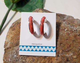 Spiny Oyster Hoop Earring/Small Hoop Earring/Spiny Oyster Hoops/Orange Spiny Oyster Stud Earring/Gift For Her