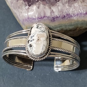 White Buffalo Cuff Bracelet/Sterling Silver/Cuff Bracelet/Silver Cuff Bracelet/White Turquoise Cuff/White Buffalo Cuff /Gift For Her/B20