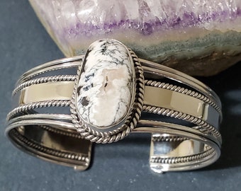 White Buffalo Cuff Bracelet/Sterling Silver/Cuff Bracelet/Silver Cuff Bracelet/White Turquoise Cuff/White Buffalo Cuff /Gift For Her/B20
