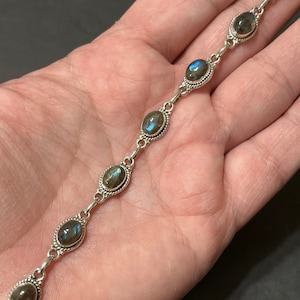 Labradorite link bracelet/ Labradorite bracelet/ Labradorite/ Sterling silver bracelet/ Sterling silver/Labradorite and silver bracelet