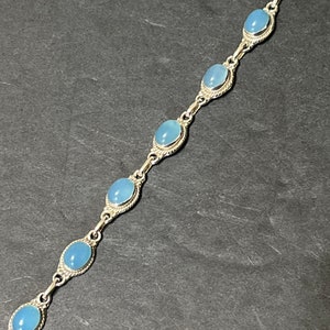Aquamarine link bracelet/ Aquamarine bracelet/ Aquamarine/ Sterling silver bracelet/ Sterling silver/ Aquamarine and silver bracelet