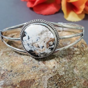 White Buffalo Cuff Bracelet/Sterling Silver/Cuff Bracelet/Silver Cuff Bracelet/White Turquoise Cuff/White Buffalo Bracelet /Gift For Her/B28